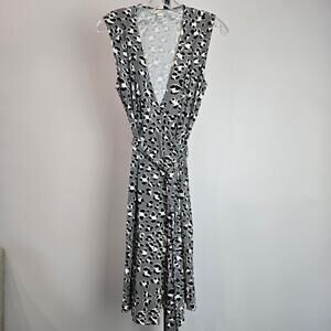 Diane Von Furstenberg Wrap Dress New Yahzi Short‎ Leopard Animal Print Gray 8